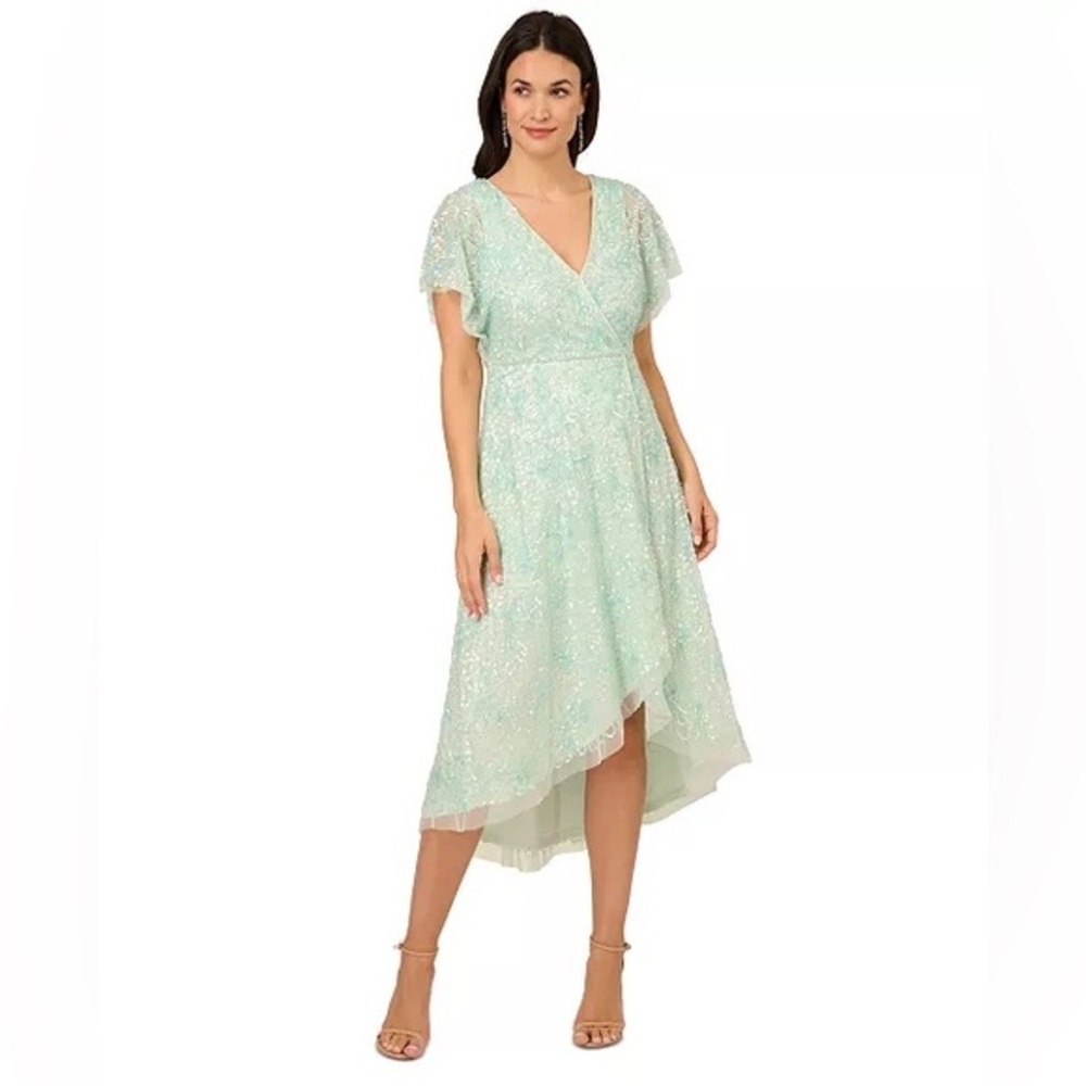 Adrianna Papell Mint Sequin Cocktail Dress – Size M